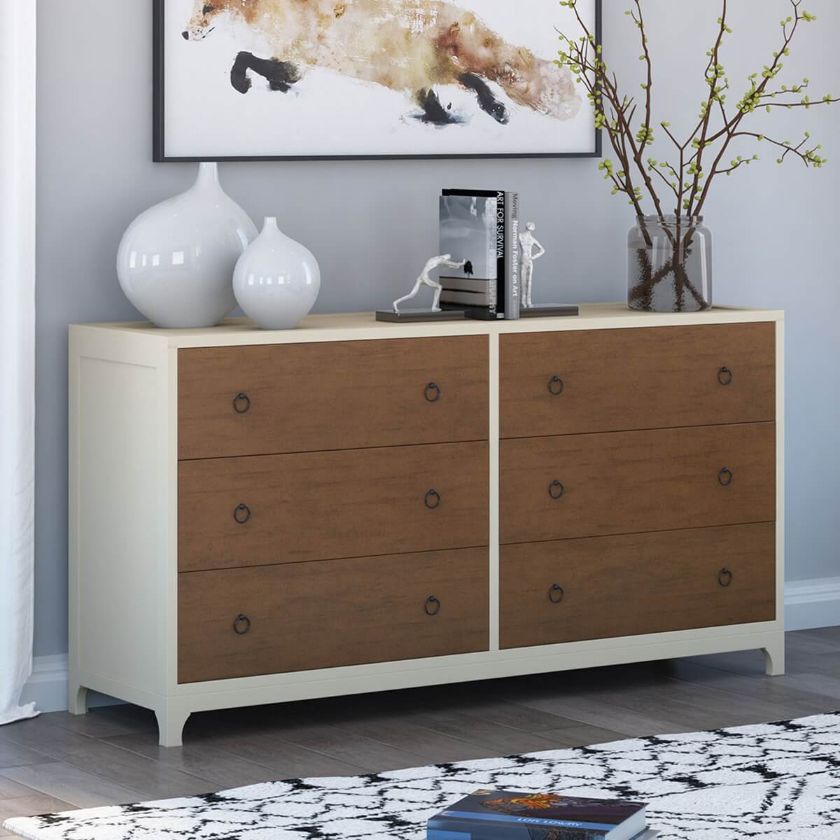 Picture of Effingham Two Tone Mahogany Wood Bedroom Dresser with 6 Drawers