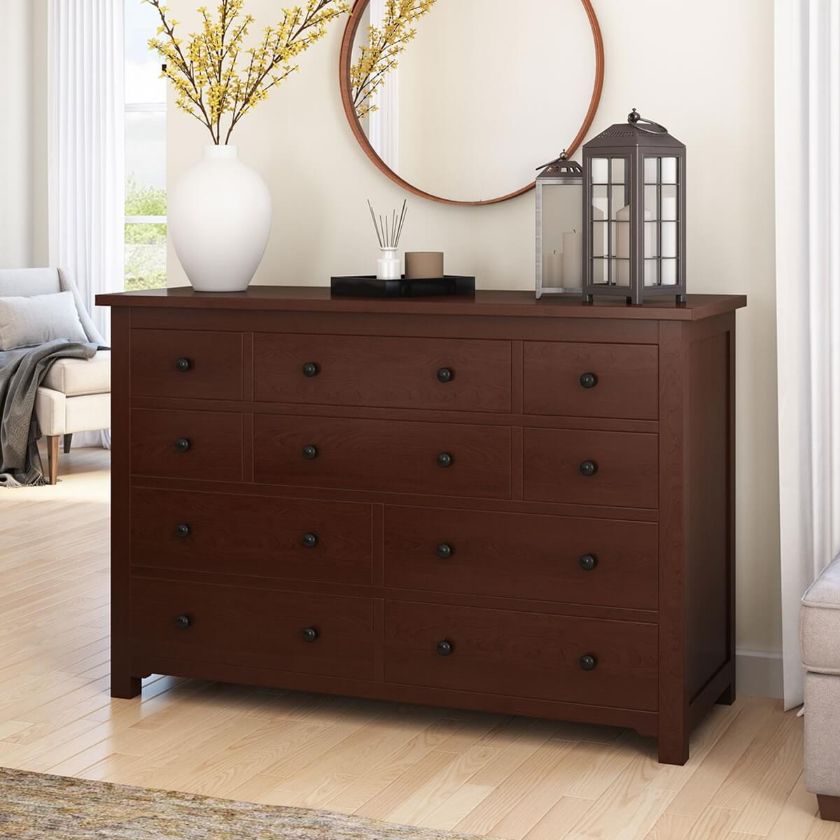 Picture of Bradenton Solid Mahogany Wood Bedroom Dresser with 10 Drawers