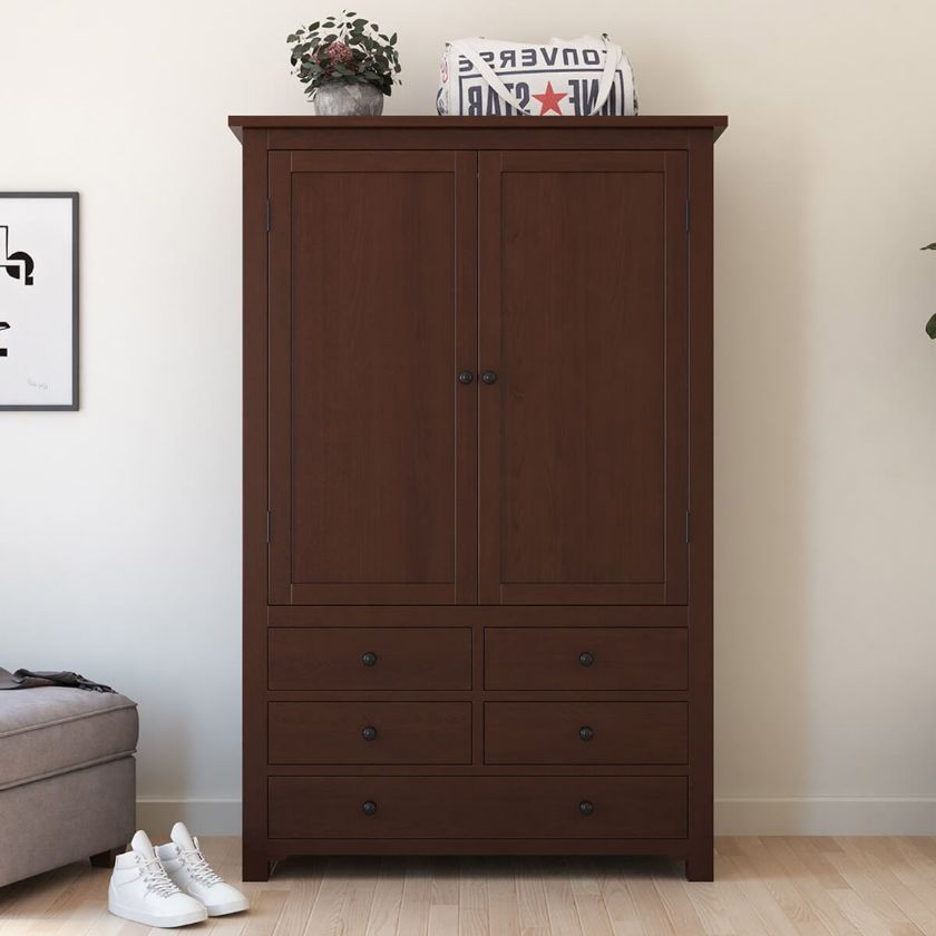 Picture of Bradenton Transitional Solid Wood Wardrobe Armoire with Drawers