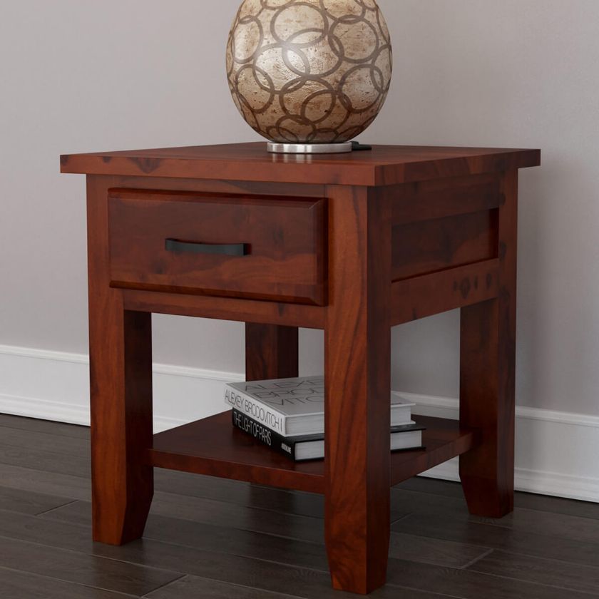 Picture of Sierra Nevada Rustic Solid Wood Nightstand with Drawer