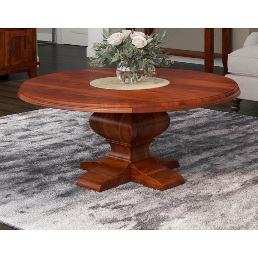 Picture of Sierra Nevada Rustic Solid Wood Pedestal Round Coffee Table