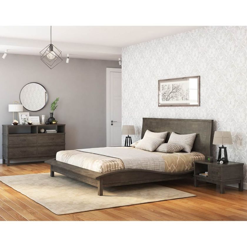 Picture of El Dorado Mahogany Wood Gray 4 Piece Bedroom Set