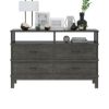 Picture of El Dorado Mahogany Wood Gray Bedroom 4 Drawer Dresser With Shelves