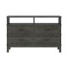 Picture of El Dorado Mahogany Wood Gray Bedroom 4 Drawer Dresser With Shelves