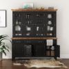 Picture of Meriden Solid Mahogany Wood Dining Room Farmhouse Buffet with Hutch