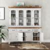 Picture of Meriden Solid Mahogany Wood Dining Room Farmhouse Buffet with Hutch