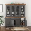 Picture of Meriden Solid Mahogany Wood Dining Room Farmhouse Buffet with Hutch