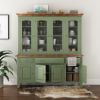 Picture of Meriden Solid Mahogany Wood Dining Room Farmhouse Buffet with Hutch