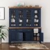 Picture of Meriden Solid Mahogany Wood Dining Room Farmhouse Buffet with Hutch