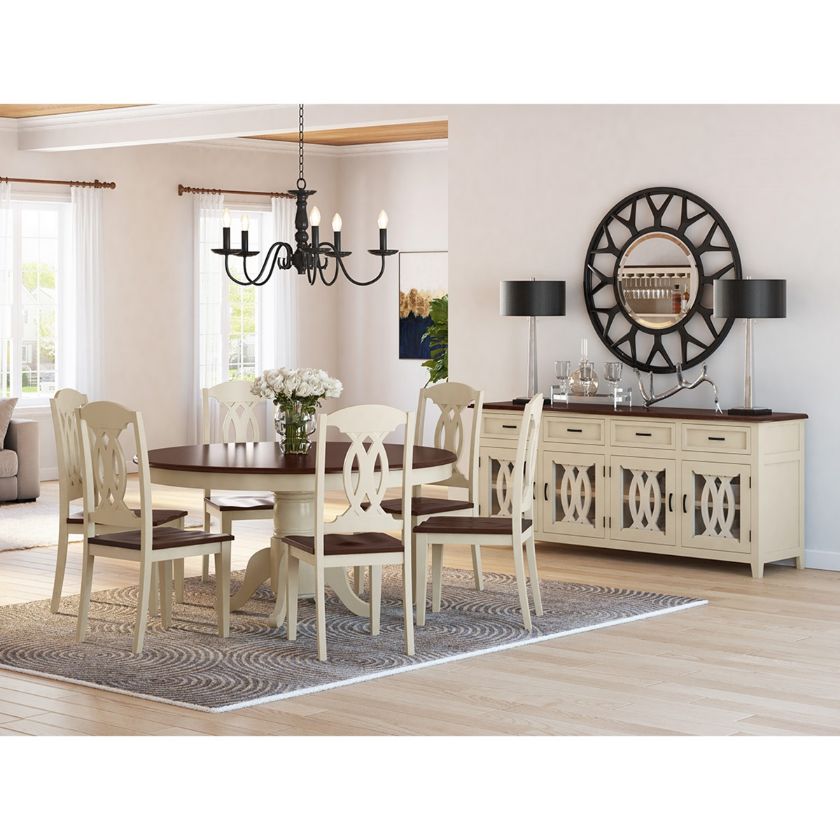 Picture of Carrollton Two Tone Mahogany Wood Round Dining Room Set