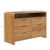Picture of Rebersburg Solid Teak Wood Dresser with 6 Drawers and Open Shelf