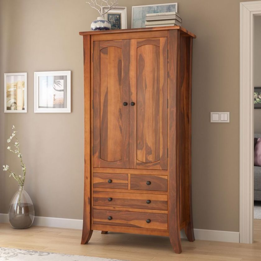 Picture of Georgia Modern Solid Wood Wardrobe Clothing Armoire Closet with 4 Drawers