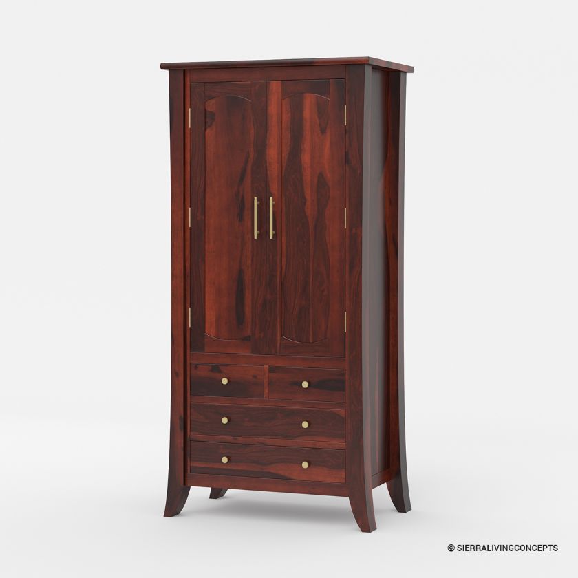 Traditional Solid Wood Tall Armoire with Drawers — free download