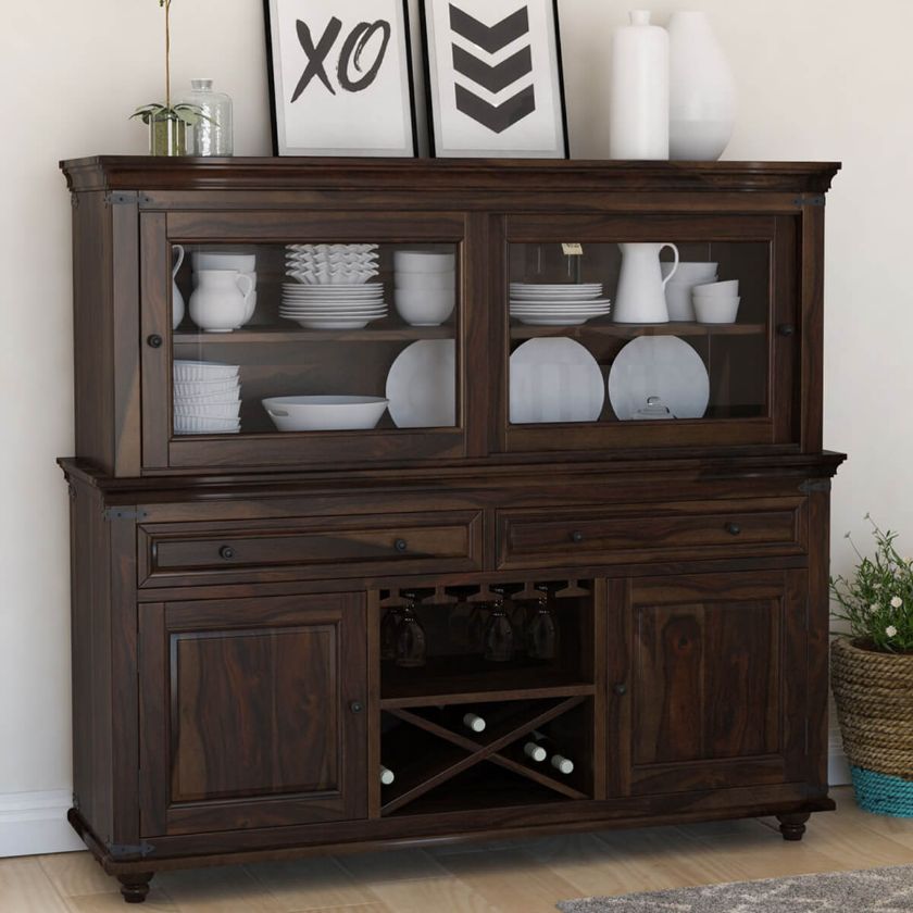 Picture of Oklahoma Dining Room Bar Hutch With Sliding Glass Doors