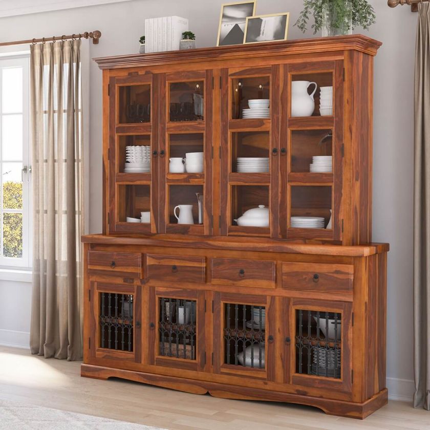 Picture of Philadelphia Classic Transitional Rustic Solid Wood Dining Room Hutch