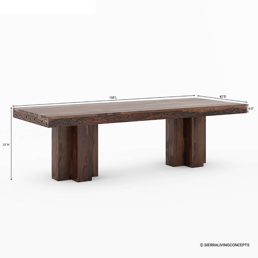 Dallas Ranch Solid Wood Double Pedestal Large Dining Table