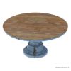 Picture of Nauvoo Blue Two Tone Mahogany Wood Round Dining Table