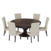 Picture of Clanton Rustic Solid Wood Pedestal Base Round 8 Piece Dining Room Set