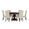Picture of Clanton Rustic Solid Wood Pedestal Base Round 8 Piece Dining Room Set