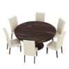 Picture of Clanton Rustic Solid Wood Pedestal Base Round 8 Piece Dining Room Set