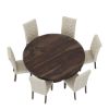 Picture of Clanton Rustic Solid Wood Pedestal Base Round 8 Piece Dining Room Set