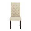 Picture of Clanton Rustic Solid Wood Natural Upholstered Tufted Dining Chair