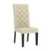 Picture of Clanton Rustic Solid Wood Natural Upholstered Tufted Dining Chair