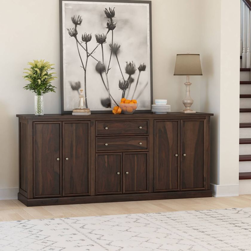 Picture of Clanton Rustic Solid Wood 2 Drawer Extra Long Sideboard Cabinet