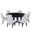 Picture of Evanston Rustic Solid Wood 8 Piece Round Dining Room Set