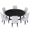 Picture of Evanston Rustic Solid Wood 8 Piece Round Dining Room Set