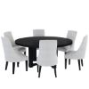 Picture of Evanston Rustic Solid Wood 8 Piece Round Dining Room Set