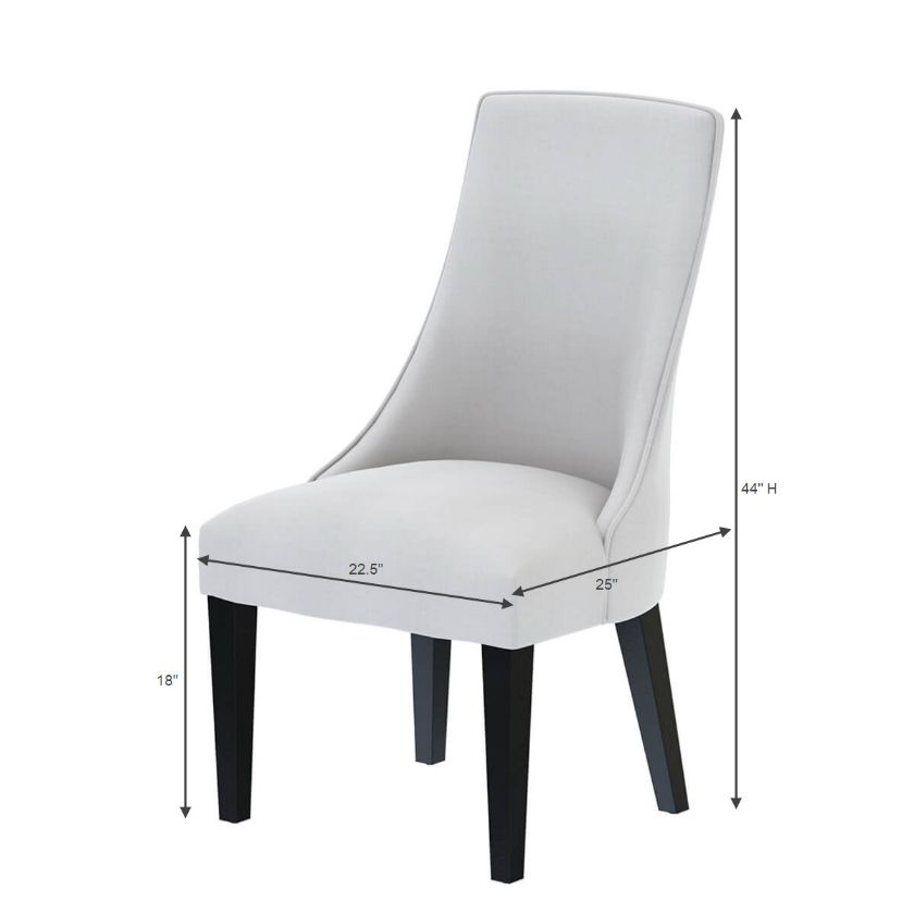 Evanston Rustic Solid Wood High Back Upholstered Dining Chair Dimension Image