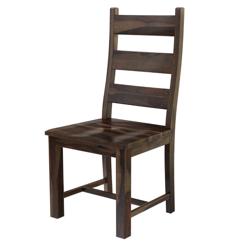 Picture of Modern Pioneer Rustic Solid Wood Ladder Back Dining Chair