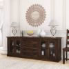 Picture of Modern Pioneer Rustic Solid Wood Extra Large Buffet Cabinet with Glass Door