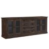 Picture of Modern Pioneer Rustic Solid Wood Extra Large Buffet Cabinet with Glass Door