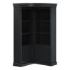 Picture of Ashon Rustic Solid Wood Tall Black Corner Bar Cabinet