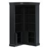 Picture of Ashon Rustic Solid Wood Tall Black Corner Bar Cabinet