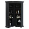 Picture of Ashon Black Solid Wood Tall Corner Home Bar Cabinet