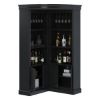 Picture of Ashon Rustic Solid Wood Tall Black Corner Bar Cabinet