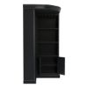 Picture of Ashon Black Solid Wood Tall Corner Home Bar Cabinet