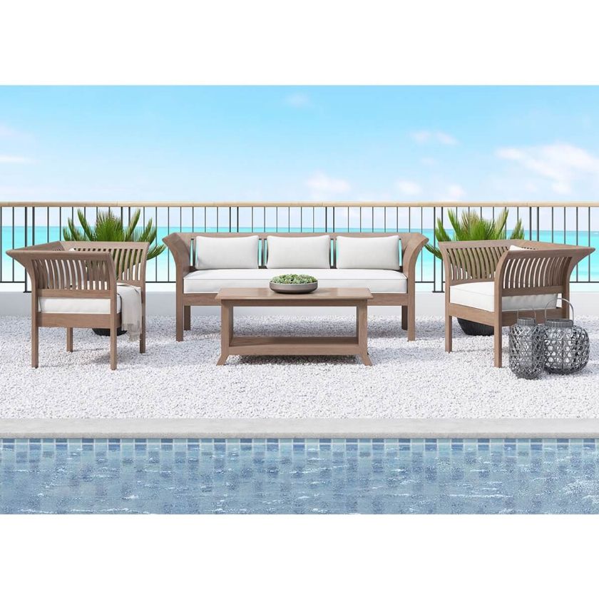 Picture of Loxton Outdoor Teak Wood Knole Sofa Set with Coffee Table