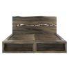 Picture of Ambler Solid Mahogany Wood Live Edge Style Platform bookcase Bed 