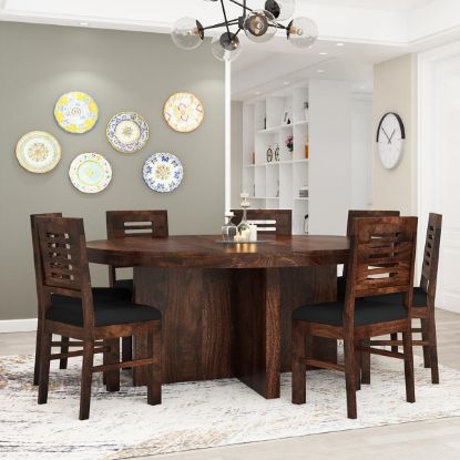 Picture of Algona Round Rustic Solid Wood Dining Table Set
