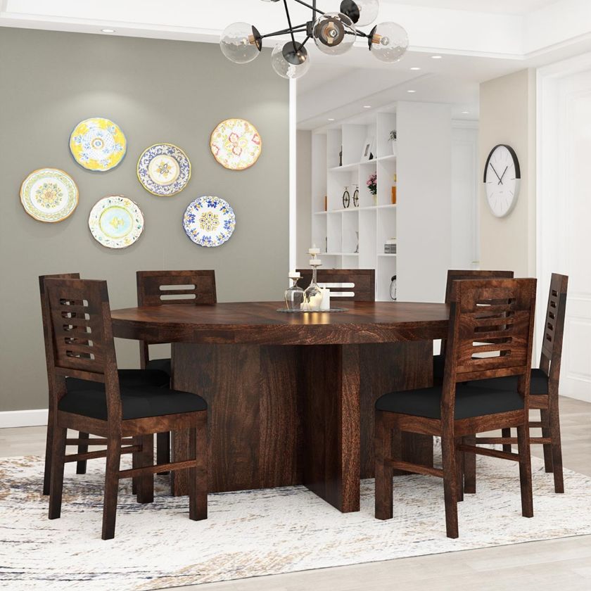 Picture of Algona Round Rustic Solid Wood Dining Table Chair Set