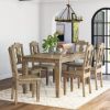 Picture of Haysi Rustic Solid Wood Dining Table 6 Chairs Set
