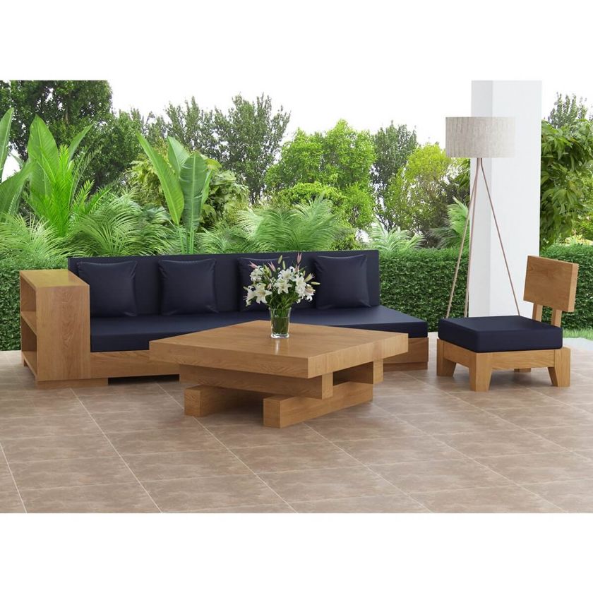 Picture of Onslow Solid Teak Wood 3 Piece Outdoor Sofa Set