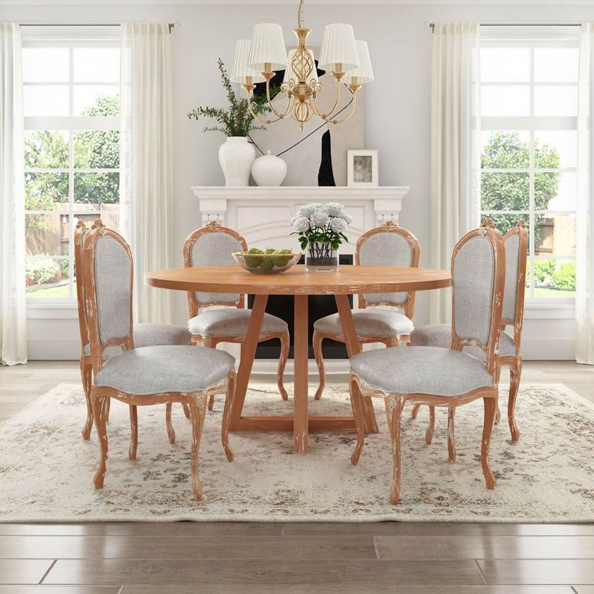 Picture of Kimballton Shabby Chic Teak Wood Round Dining Table Set