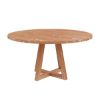 Picture of Kimballton Shabby Chic Teak Wood Farmhouse Round Dining Table 