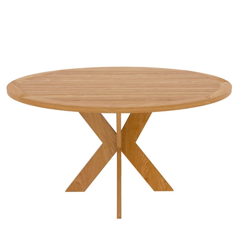 Picture of Scottsboro Teak Wood Cross Leg Modern Round Dining Table