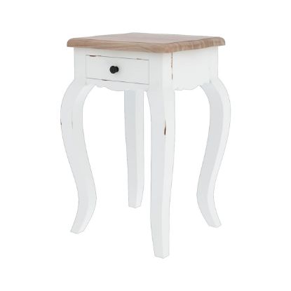 Picture of Venice Two Tone Solid Wood Cabriole Leg Farmhouse White Endtable